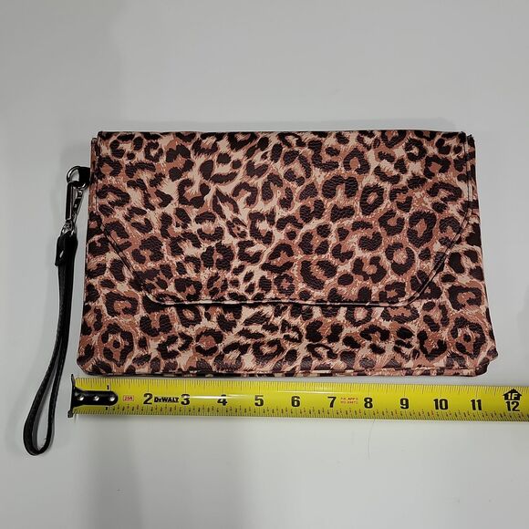 Y2K Leopard Clutch Bag Wallet Purse Handbag Statement Detachable Wrist Strap - Picture 11 of 14